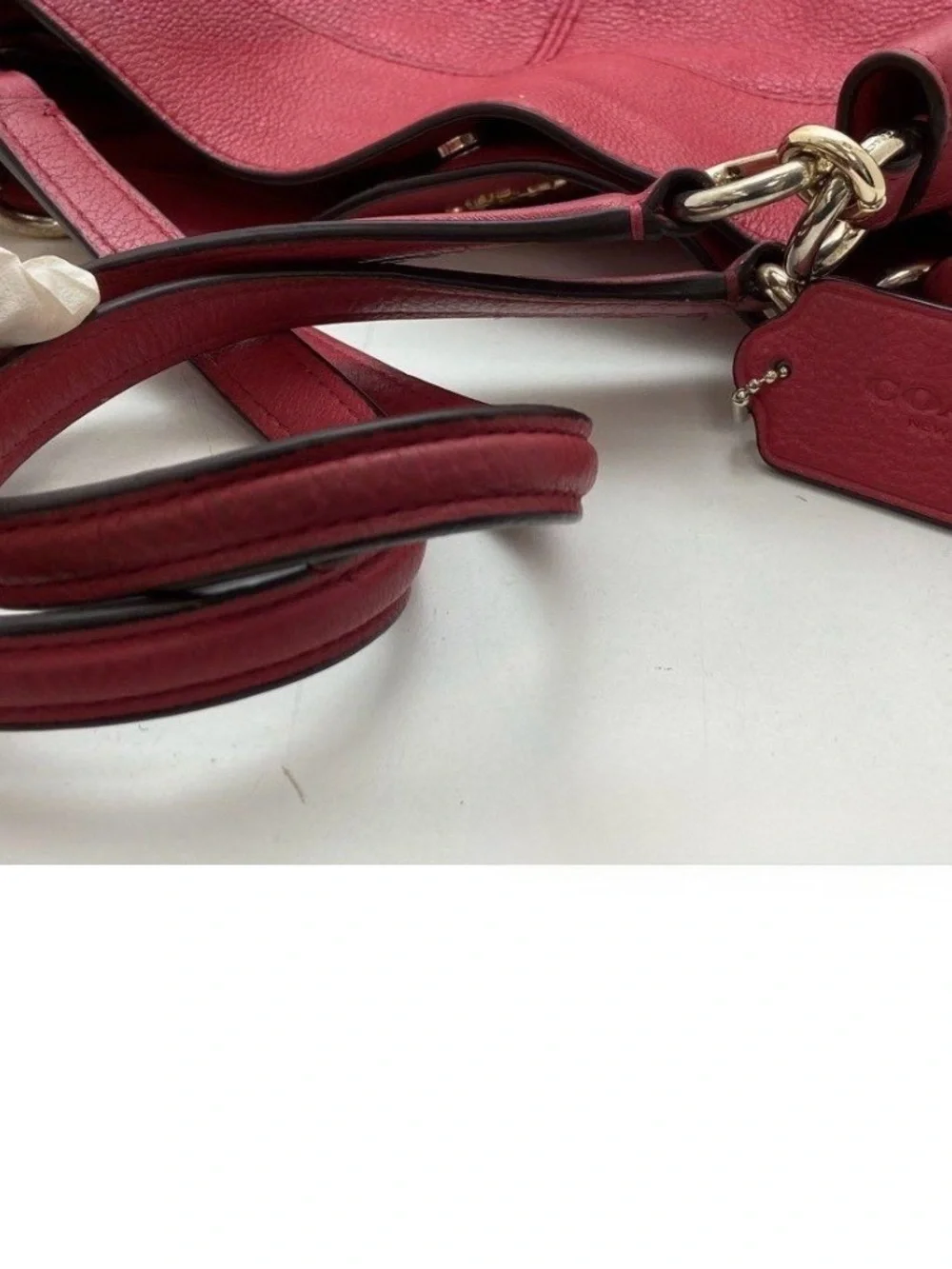 Coach Red Pebble Leather Lexy Shoulder Bag Purse F57545 - Picture 8 of 15